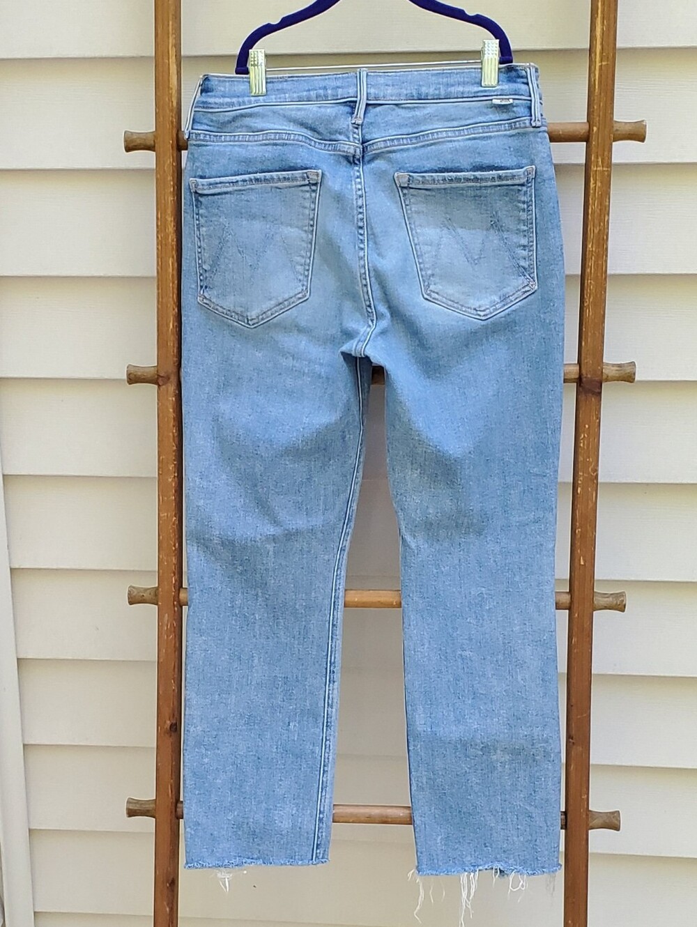 MOTHER The Mid Rise Dazzler Ankle Step Fray Jeans Size 32 - Picture 4 of 8